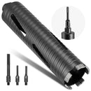 VEVOR dimanta kroņurbis sausajai urbšanai, diametrs 64 mm, urbšanas dziļums 241 mm, M16 iekšējā vītne, komplektā 3 adapteri, centrurbis un sešstūra atslēga dzelzsbetonam, ķieģeļiem un mūrim