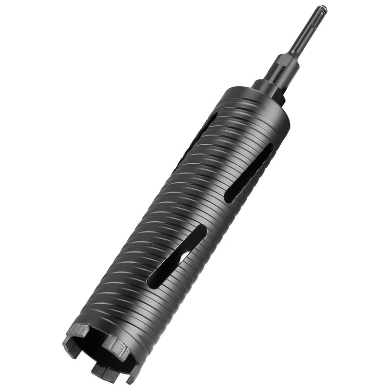 VEVOR dimanta kroņurbis sausajai urbšanai, diametrs 64 mm, urbšanas dziļums 241 mm, M16 iekšējā vītne, komplektā 3 adapteri, centrurbis un sešstūra atslēga dzelzsbetonam, ķieģeļiem un mūrim