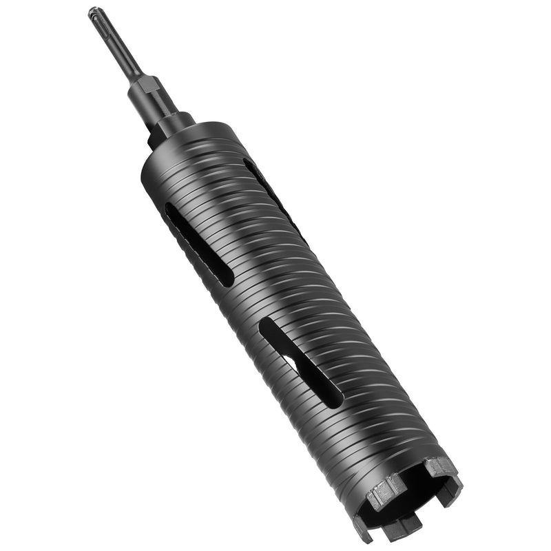 VEVOR dimanta kroņurbis sausajai urbšanai, diametrs 64 mm, urbšanas dziļums 241 mm, M16 iekšējā vītne, komplektā 3 adapteri, centrurbis un sešstūra atslēga dzelzsbetonam, ķieģeļiem un mūrim