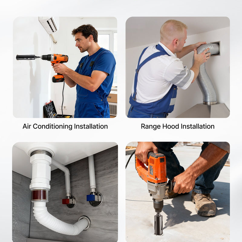 VEVOR dimanta kroņurbis sausajai urbšanai, diametrs 64 mm, urbšanas dziļums 241 mm, M16 iekšējā vītne, komplektā 3 adapteri, centrurbis un sešstūra atslēga dzelzsbetonam, ķieģeļiem un mūrim