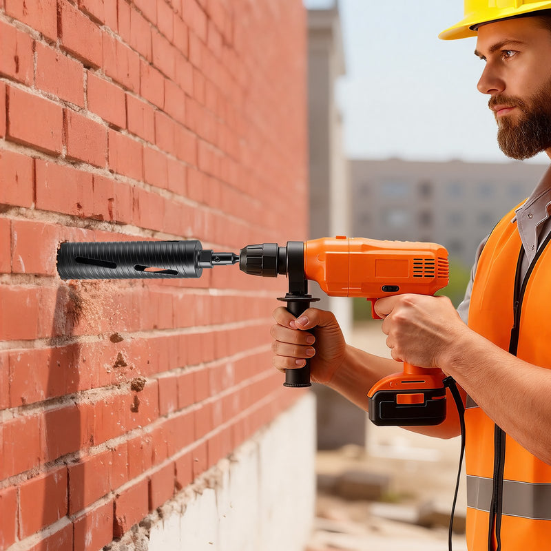 VEVOR dimanta kroņurbis sausajai urbšanai, diametrs 64 mm, urbšanas dziļums 241 mm, M16 iekšējā vītne, komplektā 3 adapteri, centrurbis un sešstūra atslēga dzelzsbetonam, ķieģeļiem un mūrim