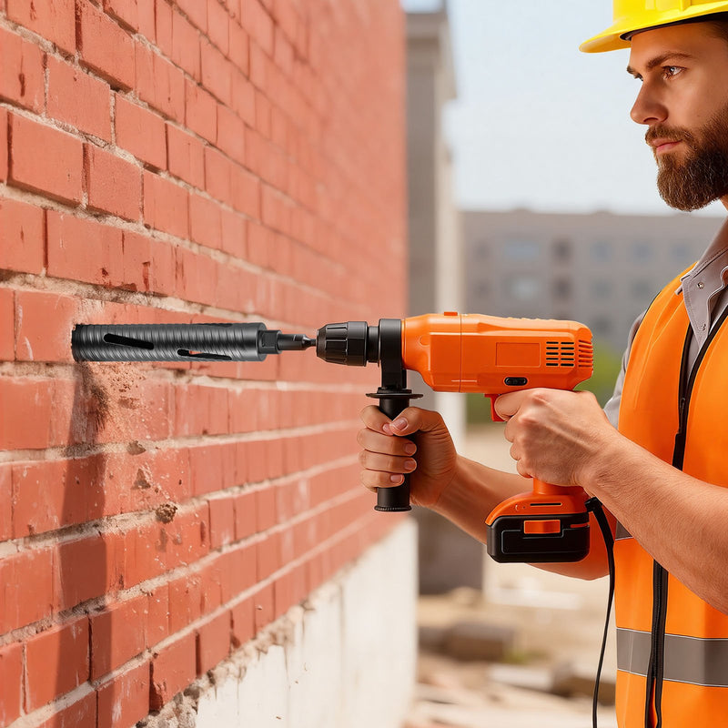 VEVOR dimanta kroņurbis sausajai urbšanai, diametrs 51 mm, urbšanas dziļums 241 mm, M16 iekšējā vītne, komplektā 3 adapteri, centrurbis un sešstūra atslēga dzelzsbetonam, ķieģeļiem un mūrim