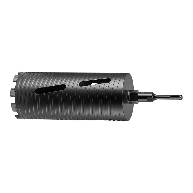 VEVOR dimanta kroņurbis sausajai urbšanai, diametrs 102 mm, urbšanas dziļums 241 mm, M16 iekšējā vītne, komplektā 3 adapteri, centrurbis un sešstūra atslēga dzelzsbetonam, ķieģeļiem un mūrim