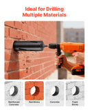 VEVOR dimanta kroņurbis sausajai urbšanai, diametrs 102 mm, urbšanas dziļums 241 mm, M16 iekšējā vītne, komplektā 3 adapteri, centrurbis un sešstūra atslēga dzelzsbetonam, ķieģeļiem un mūrim