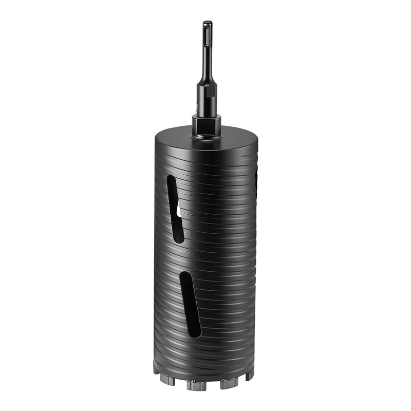 VEVOR dimanta kroņurbis sausajai urbšanai, diametrs 102 mm, urbšanas dziļums 241 mm, M16 iekšējā vītne, komplektā 3 adapteri, centrurbis un sešstūra atslēga dzelzsbetonam, ķieģeļiem un mūrim