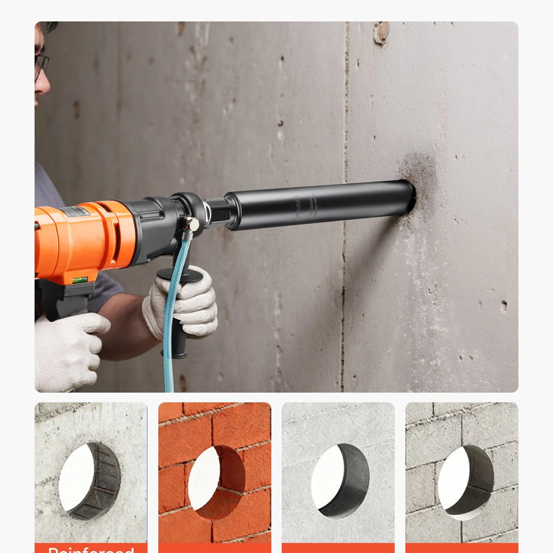 VEVOR dimanta kroņurbis mitrajai urbšanai, diametrs 63,5 mm, urbšanas dziļums 356 mm, 1-1/4″-7 iekšējā vītne, augstas precizitātes metinājums dzelzsbetonam, ķieģeļiem un mūrim