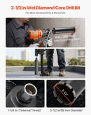 VEVOR dimanta kroņurbis mitrajai urbšanai, diametrs 89 mm, urbšanas dziļums 356 mm, 1-1/4″–7 iekšējā vītne, augstas precizitātes metinājums dzelzsbetonam, ķieģeļiem un mūrim