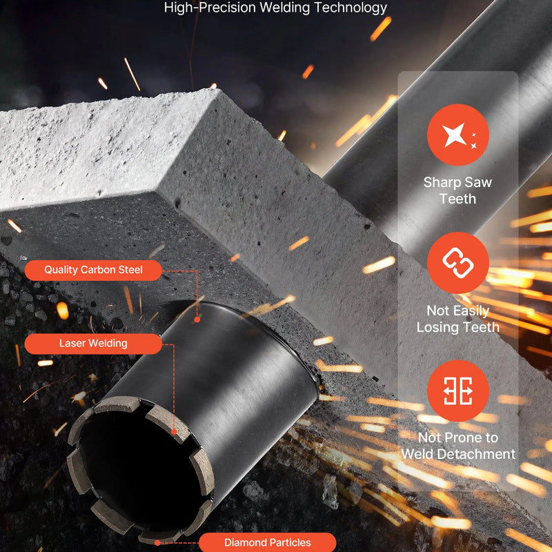 VEVOR dimanta kroņurbis mitrajai urbšanai, diametrs 89 mm, urbšanas dziļums 356 mm, 1-1/4″–7 iekšējā vītne, augstas precizitātes metinājums dzelzsbetonam, ķieģeļiem un mūrim