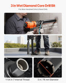 VEVOR dimanta kroņurbis mitrajai urbšanai, diametrs 76 mm, urbšanas dziļums 356 mm, 1-1/4″-7 iekšējā vītne, augstas precizitātes metinājums dzelzsbetonam, ķieģeļiem un mūrim