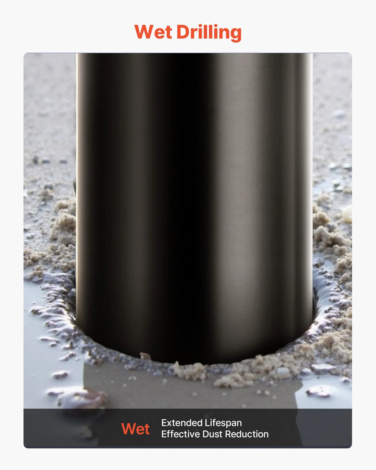 VEVOR Diamond Core Drill Bit for Wet Drilling, 76 mm Diameter, 356 mm Drilling Depth, 1-1/4″-7 Internal Thread, High-Precision Welding for Reinforced Concrete, Bricks and Masonry