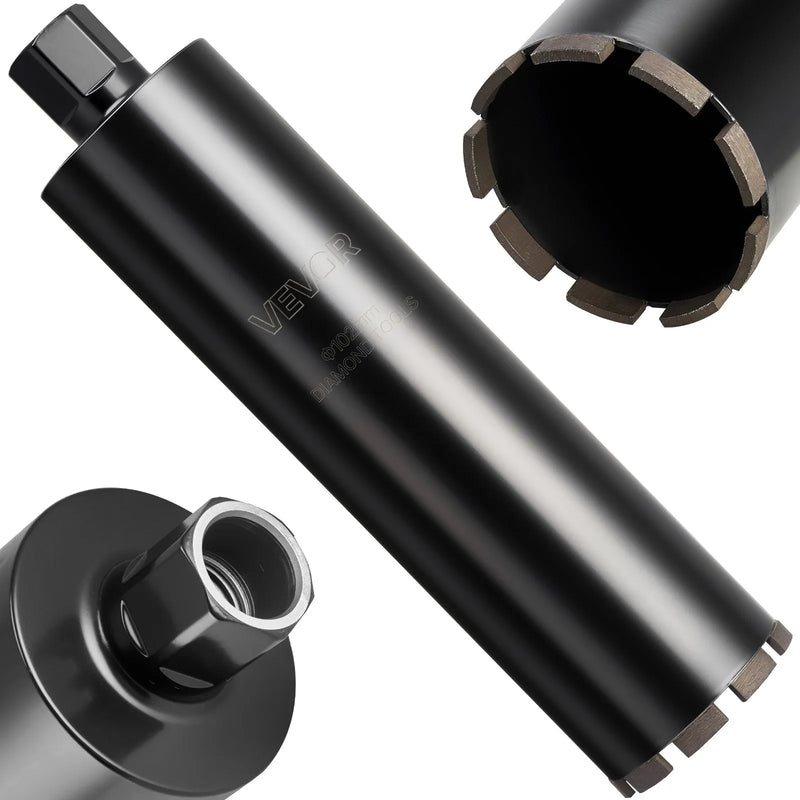 VEVOR dimanta kroņurbis mitrajai urbšanai, diametrs 102 mm, urbšanas dziļums 356 mm, 1-1/4″–7 iekšējā vītne, augstas precizitātes metinājums dzelzsbetonam, ķieģeļiem un mūrim