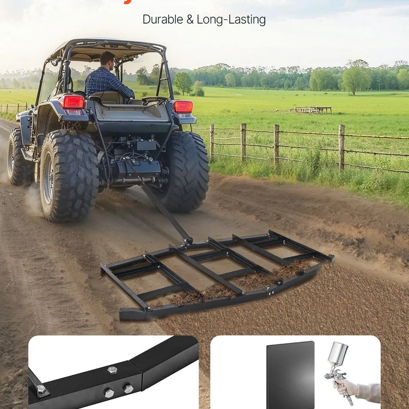 VEVOR velkamais ecēšu līdzinātājs, 2134 mm plats piekabināms ecēšu līdzinātājs no Q235 tērauda ar regulējamiem stieņiem un tapas sakabi, paredzēts slodzei līdz 22,7 kg, traktoru piekabināmās ecēšas ATV, UTV un dārza zāliena traktoriem