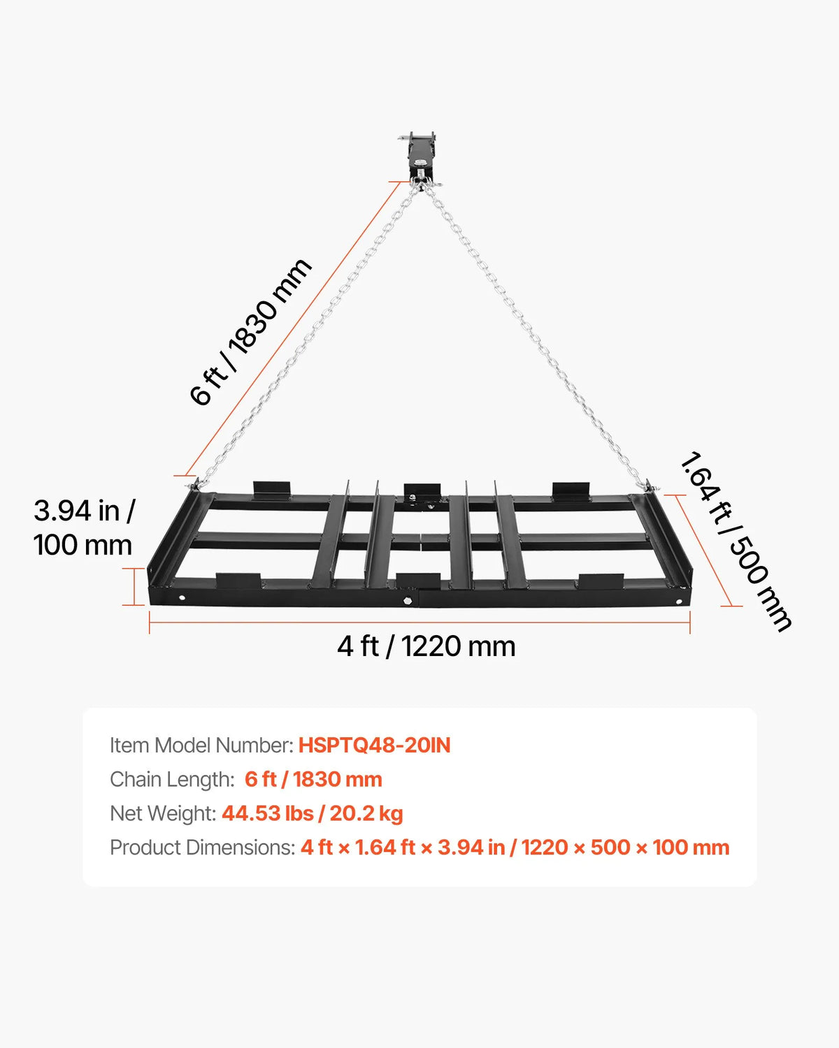 VEVOR velkamais seguma līdzinātājs 122 × 50 cm ar regulējamu platumu, kravnesība līdz 22,7 kg, smagas konstrukcijas zāliena un grants virsmas izlīdzināšanas grābeklis no cinkota tērauda, piemērots ATV, UTV un traktoriem - ZEMLETES.LV