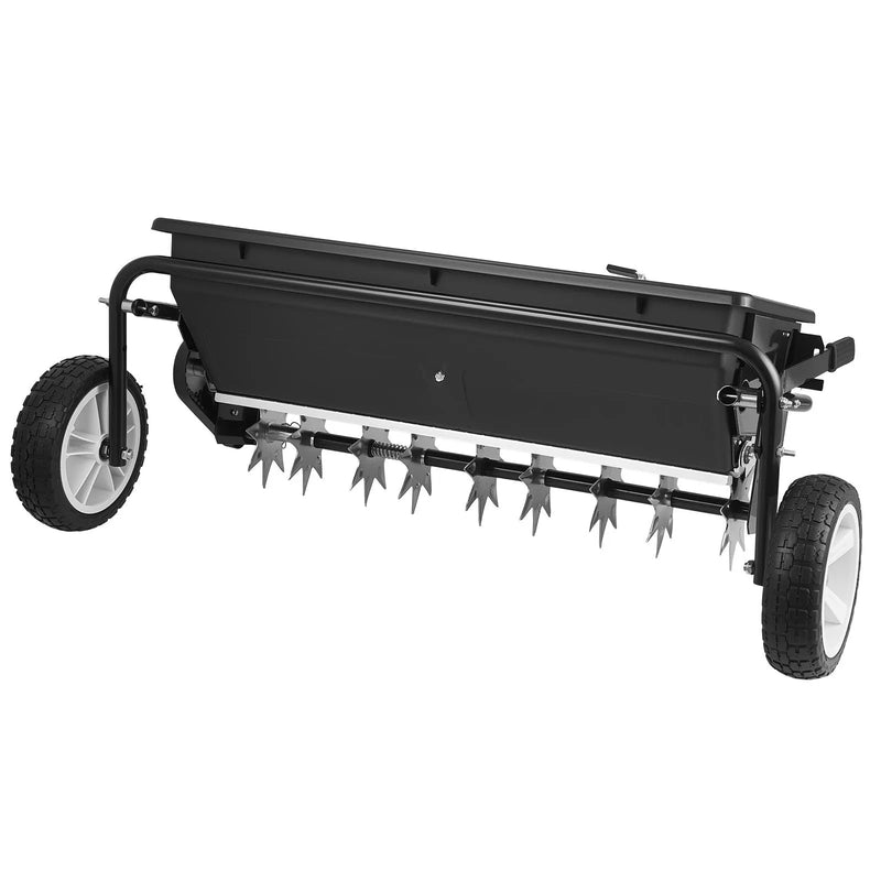 VEVOR velkamais zāliena kaisītājs ar aerācijas tapām, izkliedes platums 0,81 m, universāla sakabe, zāliena sējmašīna un augsnes aerators ar 45,36 kg ietilpību un 254 mm riepām ATV un UTV transportam - ZEMLETES.LV