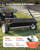 VEVOR velkamais zāliena kaisītājs ar aerācijas tapām, izkliedes platums 0,81 m, universāla sakabe, zāliena sējmašīna un augsnes aerators ar 45,36 kg ietilpību un 254 mm riepām ATV un UTV transportam - ZEMLETES.LV