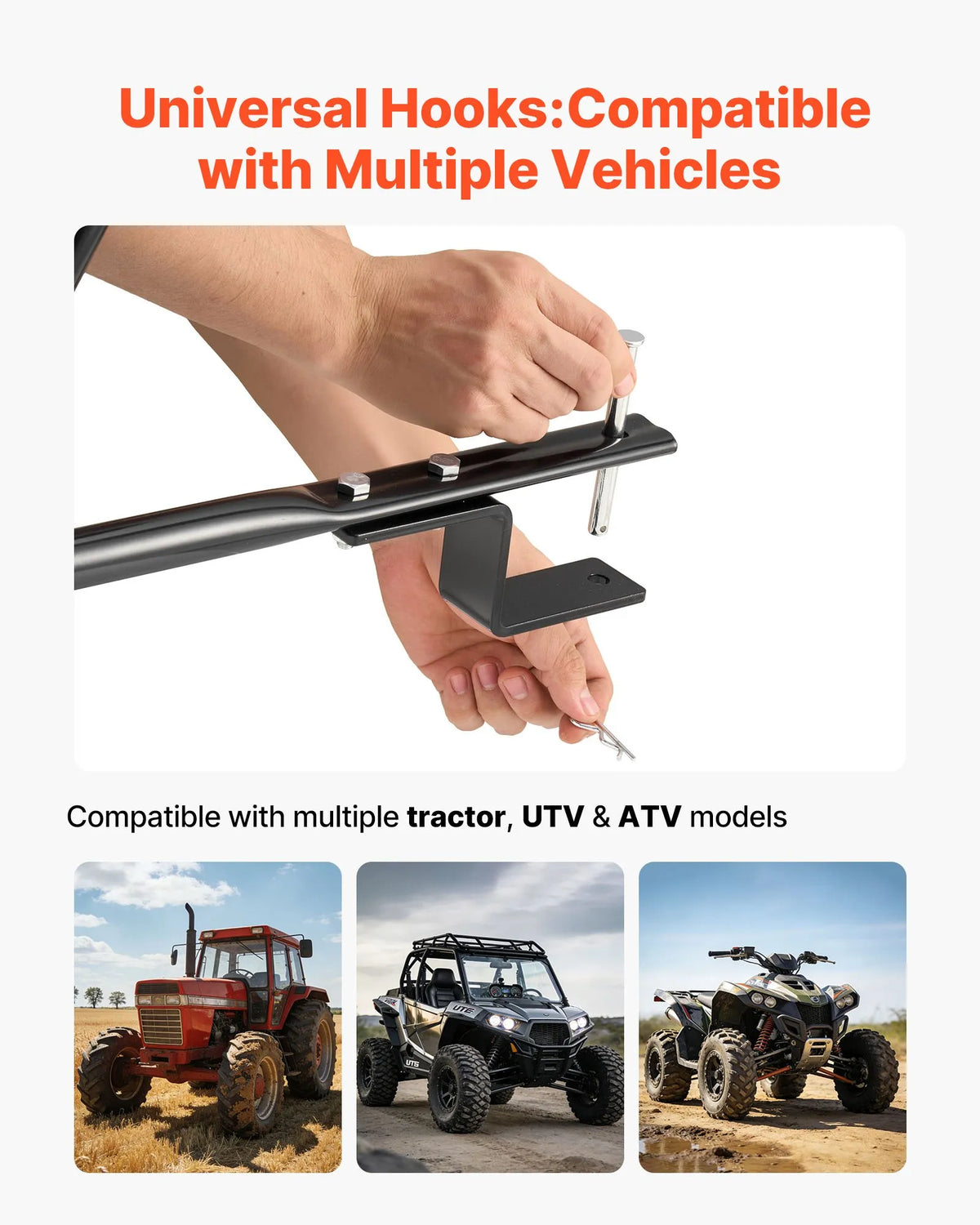 VEVOR Towed Lawn Seeder, 3 m Spread Width, Garden and Lawn Seeder with Universal Tow Hitch, 38.6 kg Capacity and 25 cm All-Terrain Tyres, Seed and Fertiliser Spreader for ATV and UTV
