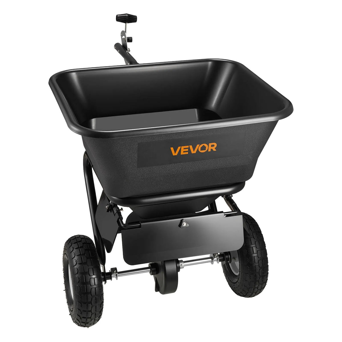 VEVOR Towed Lawn Seeder, 3 m Spread Width, Garden and Lawn Seeder with Universal Tow Hitch, 38.6 kg Capacity and 25 cm All-Terrain Tyres, Seed and Fertiliser Spreader for ATV and UTV