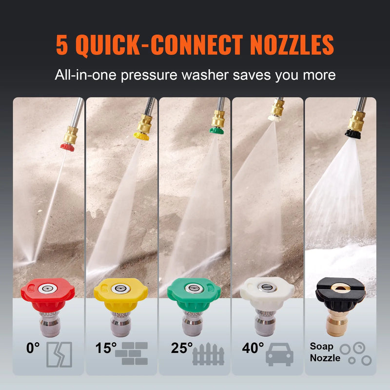 Benzīna augstspiediena mazgātājs, 248 bar, 9,8 l/min, ar vara sūkni, smidzināšanas pistoli un pagarinājuma uzgali, 5 ātrās savienošanas sprauslām, automašīnām, mājām, piebraucamajiem ceļiem un terasēm