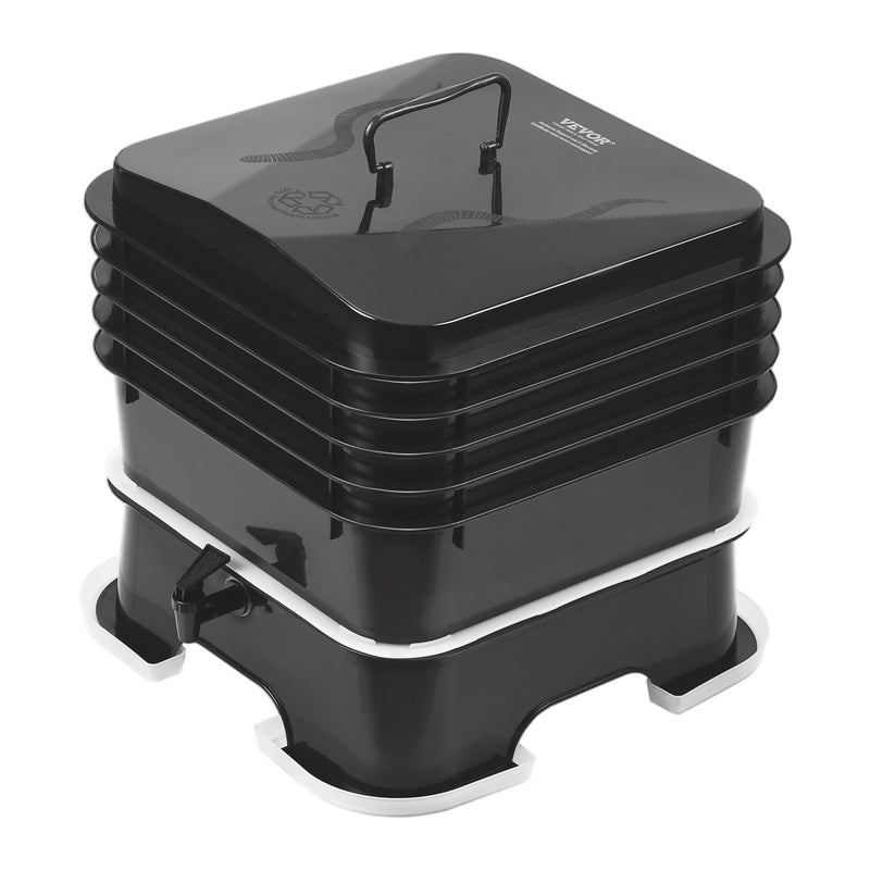 VEVOR 5-kārbu tārpu kompostētājs, 50 L, ārā un iekšā izmantojams, ilgtspējīgs dizains, tārpu komposta komplekts