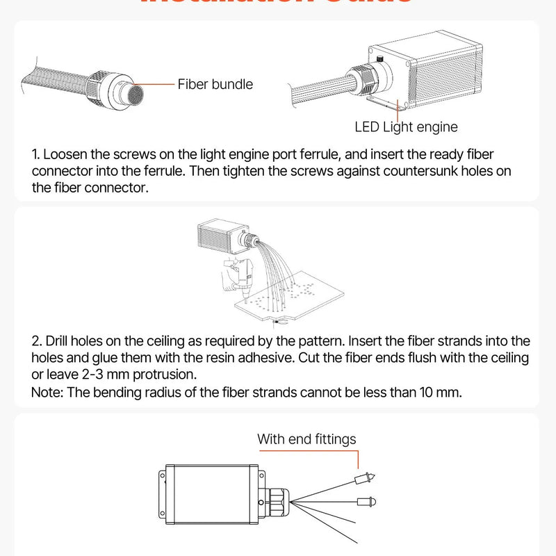 Starlight griestu apgaismojuma komplekts, 550 gab., 0,76 mm, 3 m, 16 W, ar Bluetooth, tālvadību, skaņas aktivizāciju, RGBW