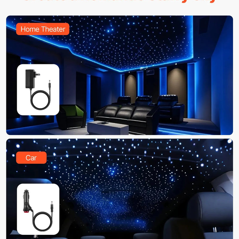 Starlight griestu apgaismojuma komplekts, 550 gab., 0,76 mm, 3 m, 16 W, ar Bluetooth, tālvadību, skaņas aktivizāciju, RGBW