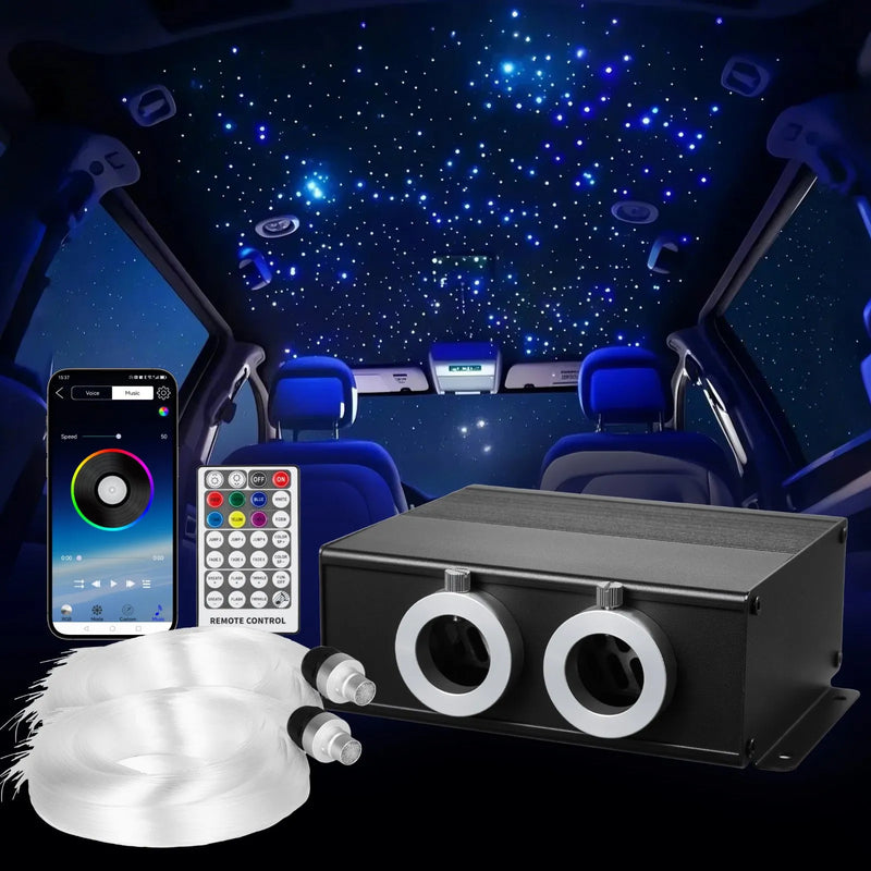 Starlight griestu apgaismojuma komplekts, 900 gab., 0,76 mm, 3 m, 20 W, ar Bluetooth, tālvadību, skaņas aktivizāciju, RGBW