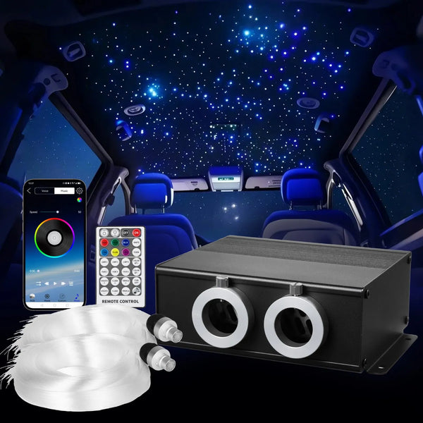 Starlight griestu apgaismojuma komplekts, 900 gab., 0,76 mm, 3 m, 20 W, ar Bluetooth, tālvadību, skaņas aktivizāciju, RGBW