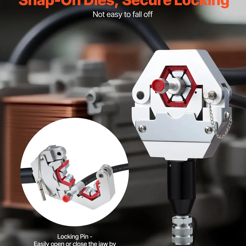 VEVOR hidrauliskais šļūteņu presētājs Hydra-Krimp A/C, komplekts ar 7 maināmām presformām un pārnēsājamu koferi, manuāls hidrauliskais sūknis, paredzēts automobiļu un gaisa kondicionēšanas sistēmu šļūteņu presēšanai