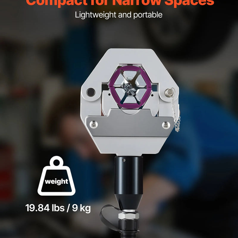 VEVOR hidrauliskais šļūteņu presētājs Hydra-Krimp A/C, komplekts ar 7 maināmām presformām un pārnēsājamu koferi, manuāls hidrauliskais sūknis, paredzēts automobiļu un gaisa kondicionēšanas sistēmu šļūteņu presēšanai