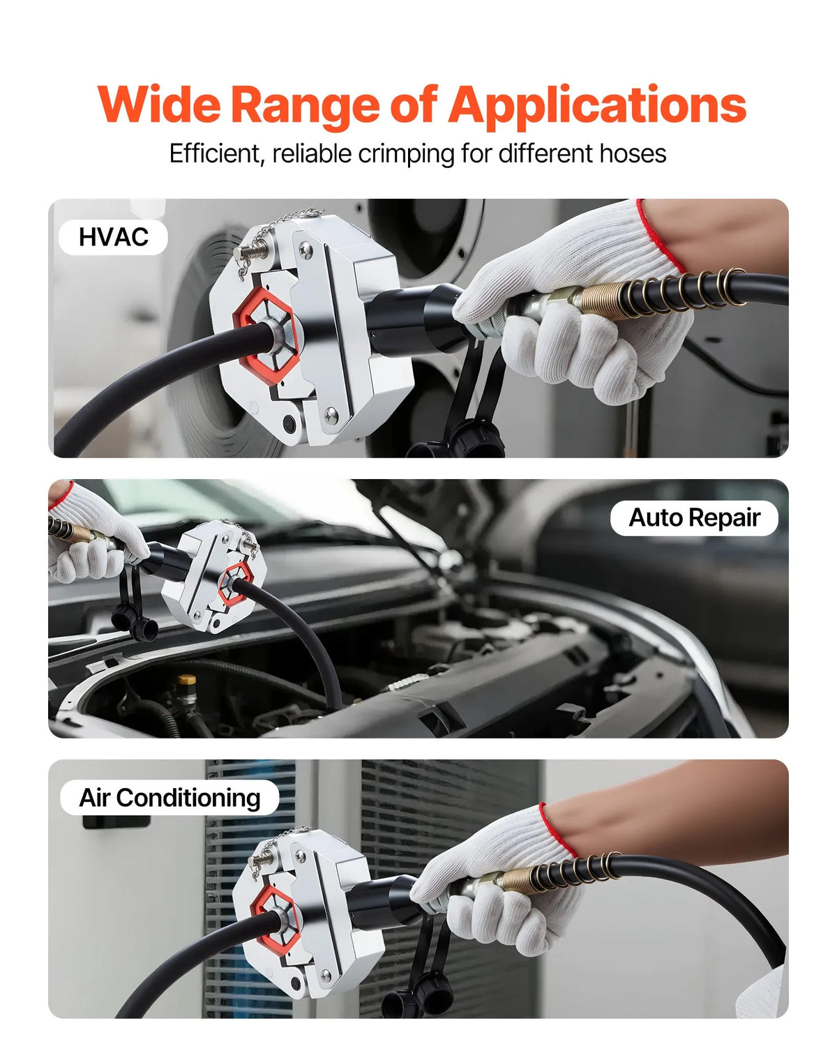 VEVOR Hydraulic Hose Crimper Hydra-Krimp A/C, Kit with 7 Interchangeable Dies and Portable Case, Manual Hydraulic Pump, for Automotive and Air Conditioning System Hose Crimping