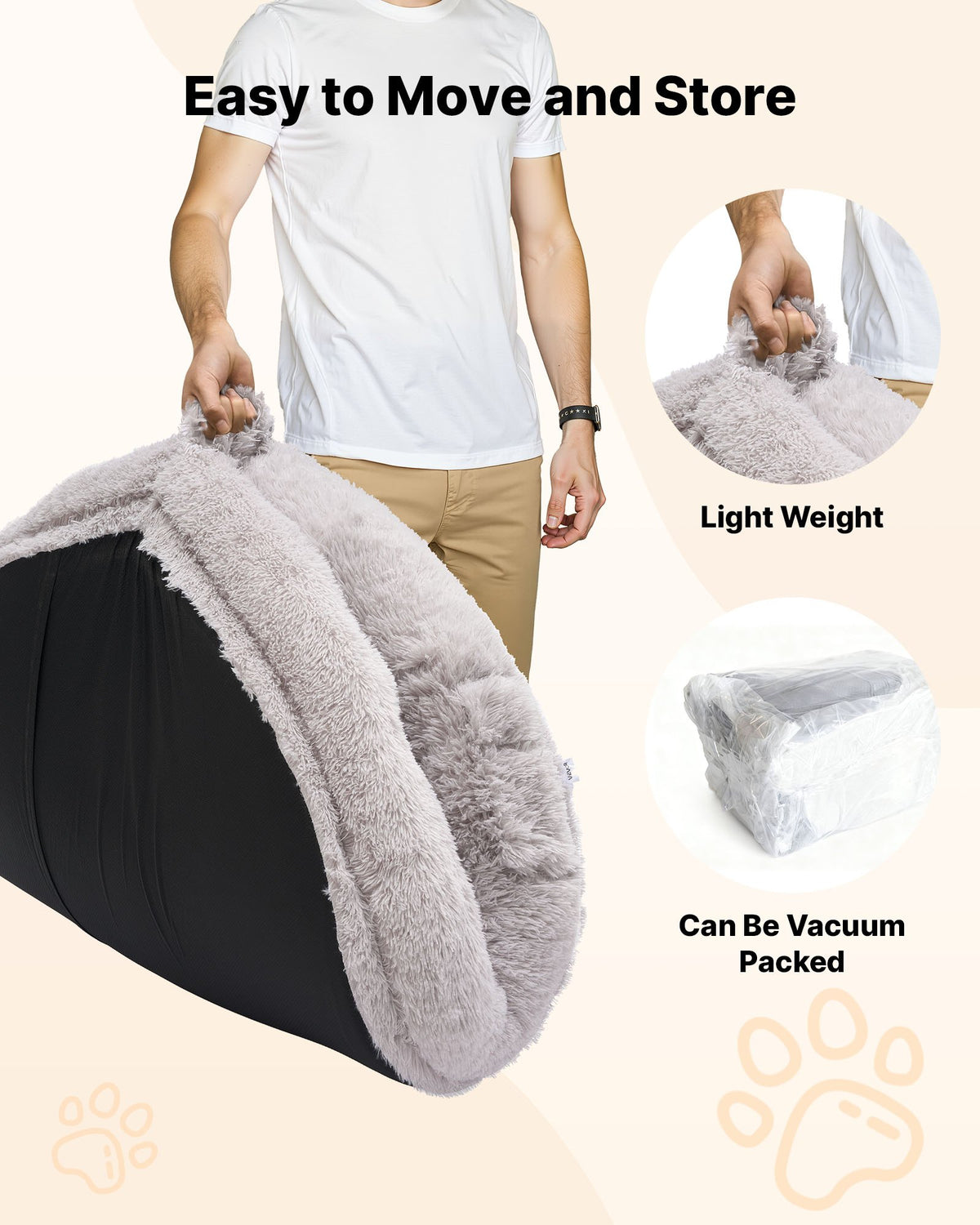 VEVOR Orthopedic Dog Bed with Memory Foam Mattress and Washable Cover, 132 × 86 × 24 cm, Grey