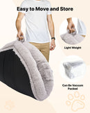 VEVOR cilvēka izmēra suņu gulta, 1320 × 860 × 240 mm ortopēdisks memory foam matracis, cilvēka izmēra gulta suņiem ar sānu kabatu, rokturi un rāvējslēdzēju, noņemama un mazgājama mašīnā, pelēkā krāsā.