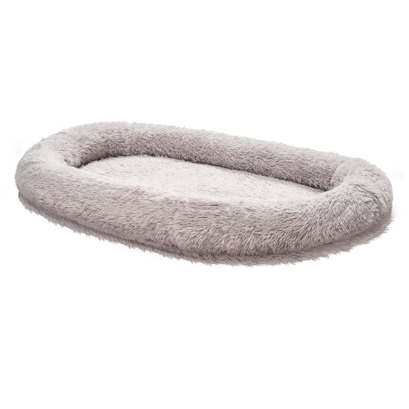 VEVOR cilvēka izmēra suņu gulta, 171 × 100 × 24 cm ortopēdisks memory foam matracis, cilvēka izmēra gulta suņiem ar sānu kabatu, rokturi un rāvējslēdzēju, noņemamu un mazgājamu mašīnā, pelēkā krāsā.