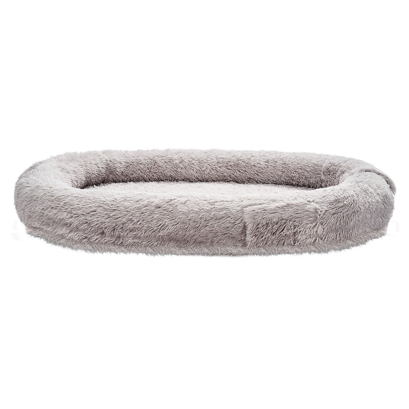 VEVOR cilvēka izmēra suņu gulta, 171 × 100 × 24 cm ortopēdisks memory foam matracis, cilvēka izmēra gulta suņiem ar sānu kabatu, rokturi un rāvējslēdzēju, noņemamu un mazgājamu mašīnā, pelēkā krāsā.