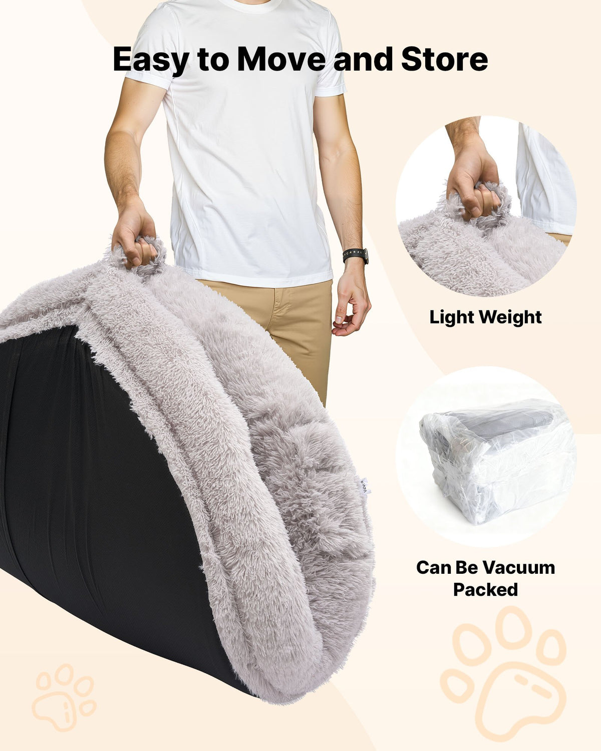 VEVOR Orthopedic Dog Bed with Memory Foam Mattress and Washable Cover, 171 × 100 × 24 cm, Grey