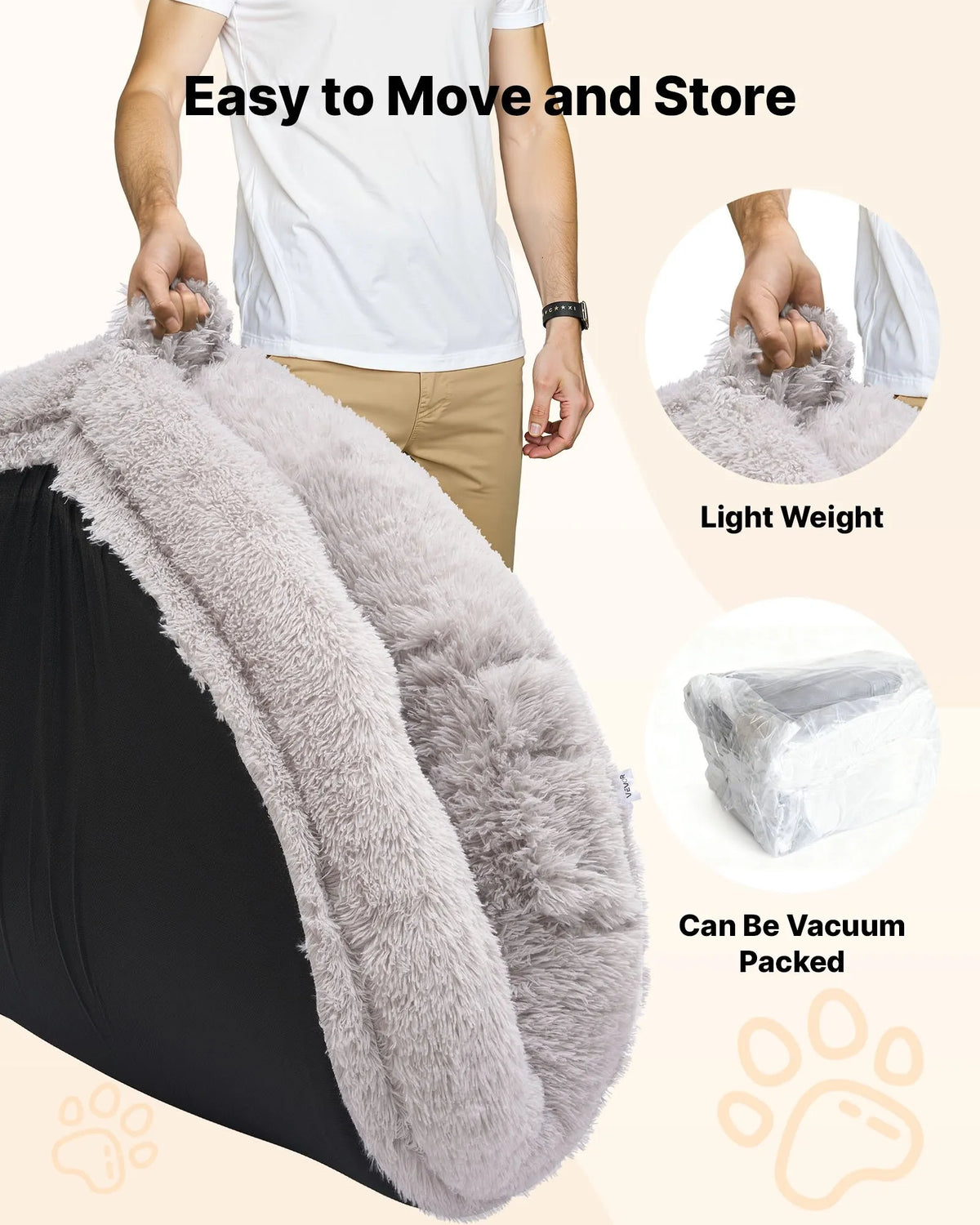 VEVOR Orthopedic Dog Bed with Memory Foam Mattress and Washable Cover, 176 × 122 × 24 cm, Grey