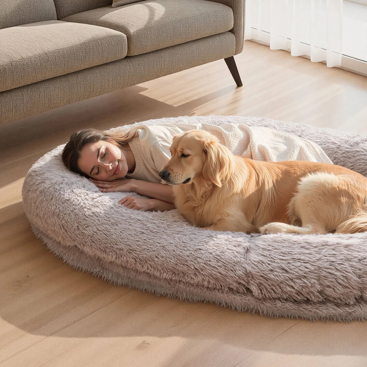 VEVOR Orthopedic Dog Bed with Memory Foam Mattress and Washable Cover, 176 × 122 × 24 cm, Grey