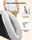 VEVOR cilvēka izmēra suņu gulta, 1780 × 1200 × 240 mm, ortopēdiska atmiņas putu gulta cilvēkiem un mājdzīvniekiem, ar sānu kabatu, rokturi un rāvējslēdzēju, noņemams veļasmašīnā mazgājams pārvalks, pelēka