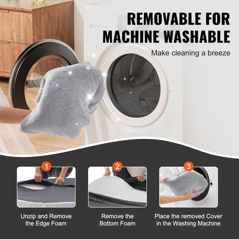 VEVOR cilvēka izmēra suņu gulta 183 × 122 × 25 cm, mazgājama ar mākslīgās truša vilnas pārvalku