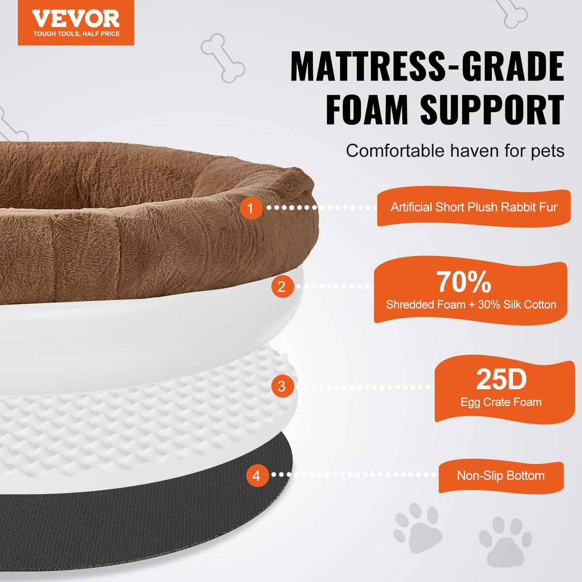 VEVOR Human-Size Dog Bed with Artificial Fur Cover, Washable, 183 × 122 × 25 cm