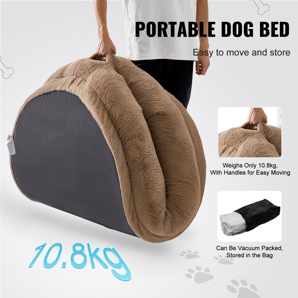 VEVOR Human-Size Dog Bed with Artificial Fur Cover, Washable, 183 × 122 × 25 cm