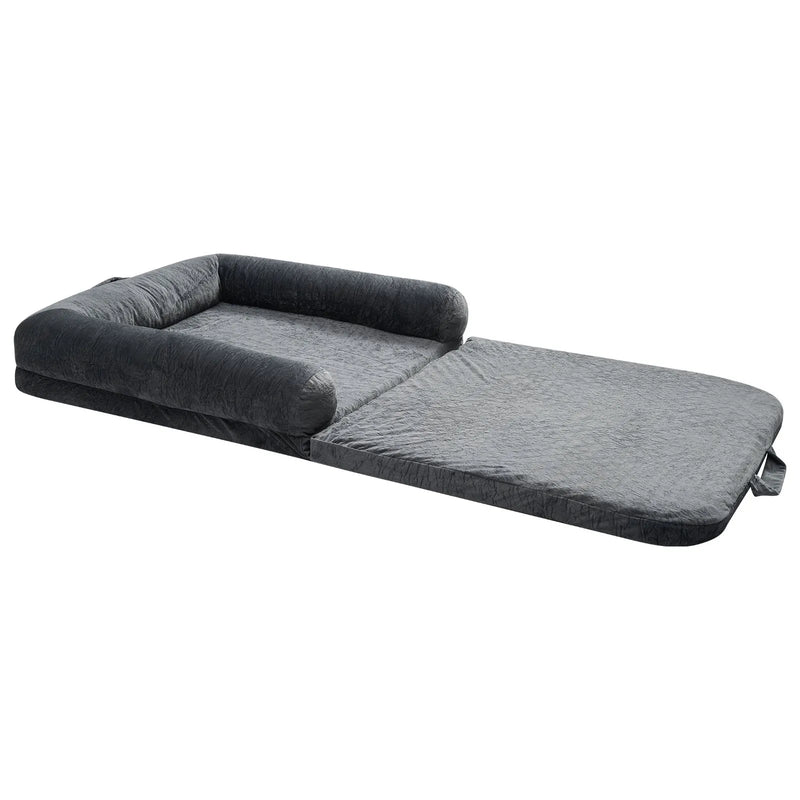 VEVOR cilvēka izmēra suņu gulta, 1790 × 950 × 240 mm, ortopēdiska atmiņas putu gulta cilvēkiem un mājdzīvniekiem, ar sānu kabatu, rokturi un rāvējslēdzēju, noņemams un veļasmašīnā mazgājams pārvalks, tumši pelēka