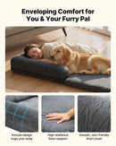 VEVOR cilvēka izmēra suņu gulta, 1790 × 950 × 240 mm, ortopēdiska atmiņas putu gulta cilvēkiem un mājdzīvniekiem, ar sānu kabatu, rokturi un rāvējslēdzēju, noņemams un veļasmašīnā mazgājams pārvalks, tumši pelēka