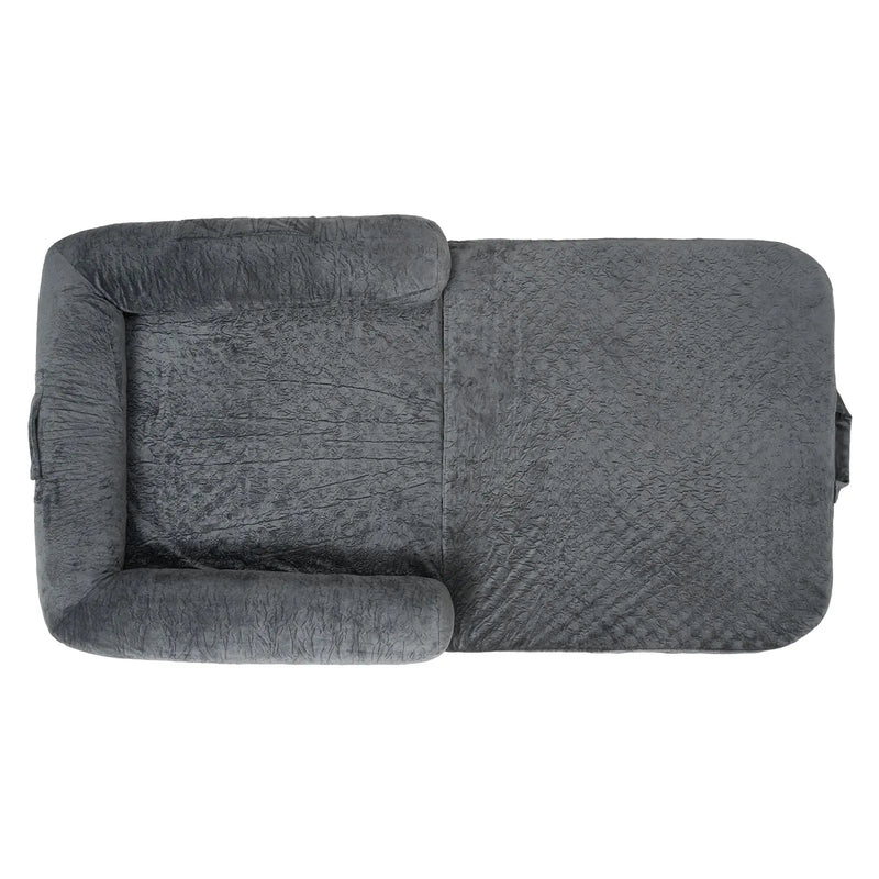 VEVOR cilvēka izmēra suņu gulta, 1790 × 950 × 240 mm, ortopēdiska atmiņas putu gulta cilvēkiem un mājdzīvniekiem, ar sānu kabatu, rokturi un rāvējslēdzēju, noņemams un veļasmašīnā mazgājams pārvalks, tumši pelēka