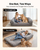 VEVOR cilvēka izmēra suņu gulta, 1810 × 1110 × 240 mm, ortopēdiska atmiņas putu gulta cilvēkiem un mājdzīvniekiem, ar sānu kabatu, rokturi un rāvējslēdzēju, noņemams veļasmašīnā mazgājams pārvalks, tumši pelēka