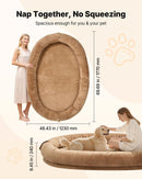 VEVOR cilvēka izmēra suņu gulta, 1770 × 1230 × 240 mm ortopēdisks memory foam matracis, cilvēka izmēra gulta suņiem ar sānu kabatu, rokturi un rāvējslēdzēju, noņemama un mazgājama mašīnā, brūnā krāsā.