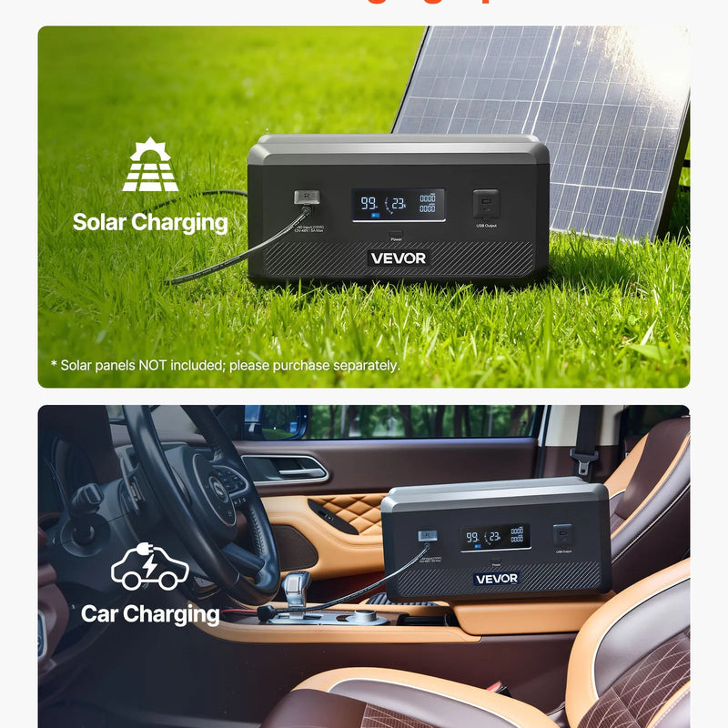 VEVOR папильду акумуляторы портативные электростационарные, 2160 Wh LiFePO4 паплашинаса акумуляторы ар 3 izejas pieslēgvietām lietošanai mājās, kempingā, ceļojumos un ārkārtas situācijās