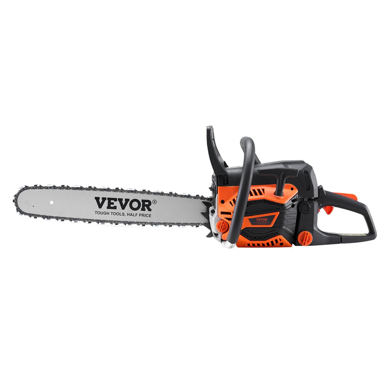 VEVOR 58CC 50,8 cm benzīna motorzāģis - Benzīna dzinēja ķēdes zāģis ar 58 cm³ jaudu un 50 cm (20") sliedi – piemērots malkas zāģēšanai, mežizstrādei un intensīvai lietošanai