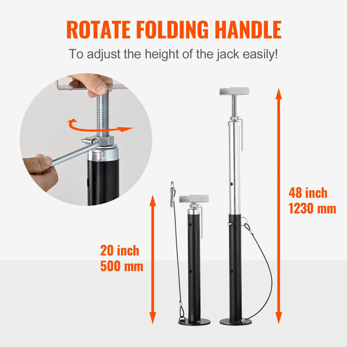 VEVOR RV izbīdāmās sekcijas atbalsta domkrati, 2268 kg nestspēja katram balstam, regulējams augstums 50,8–121,9 cm, smagas slodzes stabilizatori kemperiem, dzīvojamajiem automobiļiem un ceļojumu piekabēm