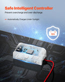 VEVOR 20 W 12 V saules paneļa akumulatora uzturuzlādes lādētājs ar iebūvētu viedo kontrolieri un 3 pieslēguma kabeļiem, IP67 ūdensizturīgs, pārnēsājams kemperiem, automašīnām, motocikliem, laivām un furgoniem